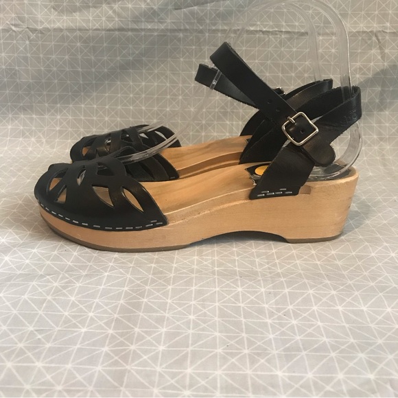 Toffel Swedish Hasbeens Ornament Low Clog Sandals in Black 36 - Picture 3 of 7